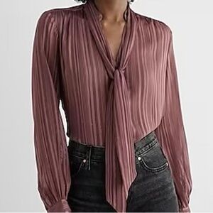 Express Mauve Portofino Blouse with Tie Front